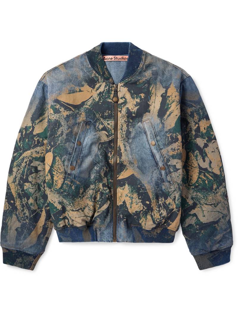 Acne Studios - Padded Printed Recycled-Denim Bomber Jacket - Men - Blue - IT 50 von Acne Studios