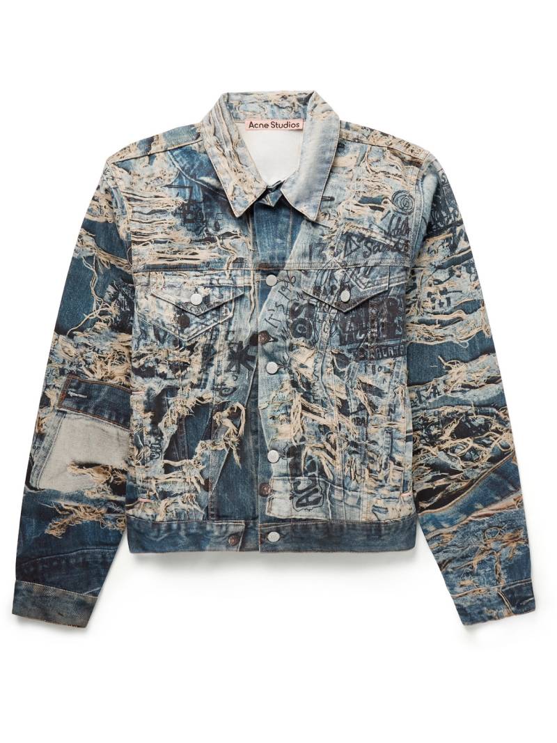 Acne Studios - Rye Cropped Printed Denim Jacket - Men - Blue - IT 48 von Acne Studios
