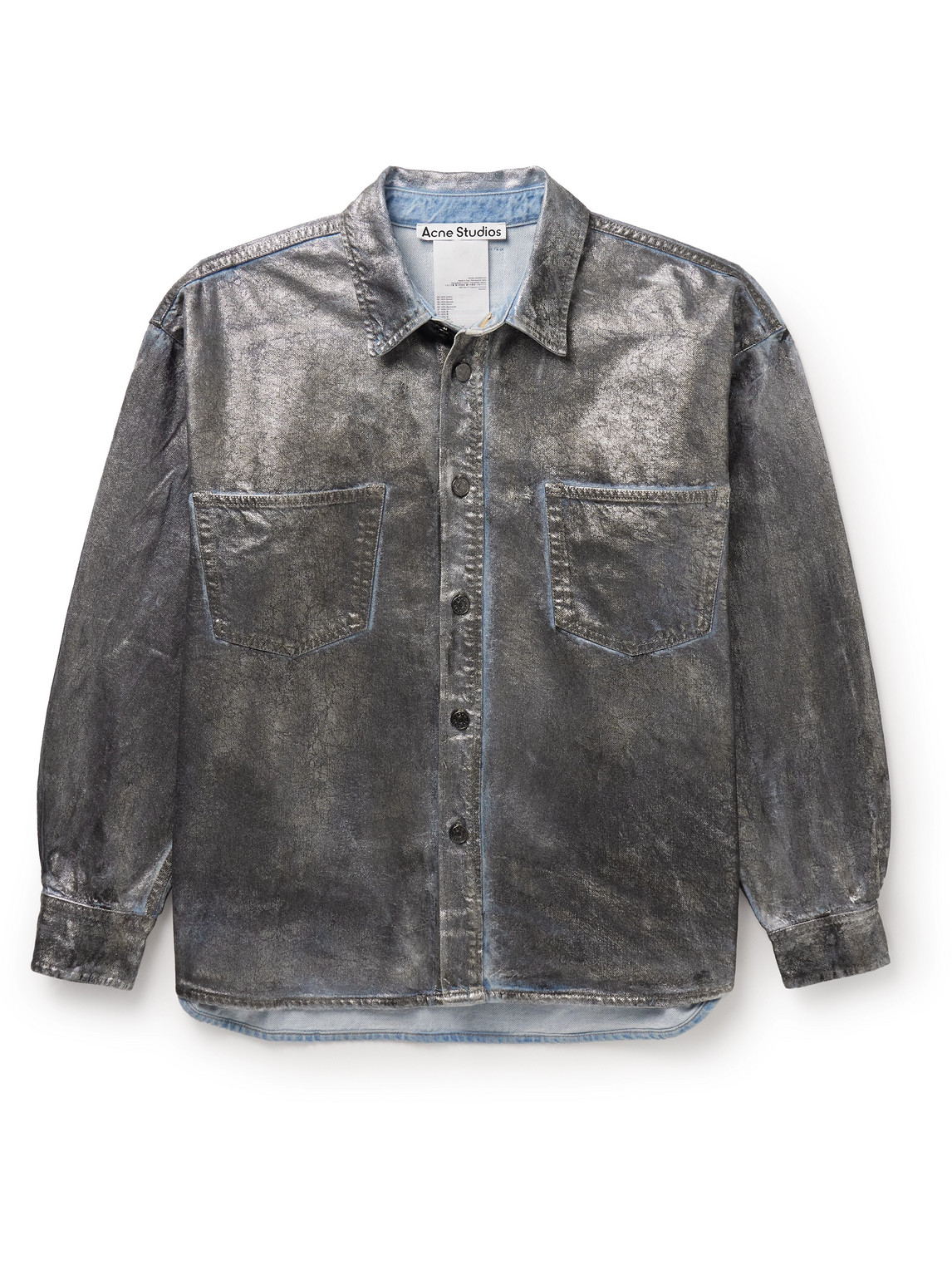 Acne Studios - Santo Lunar Coated-Denim Shirt - Men - Gray - IT 52 von Acne Studios