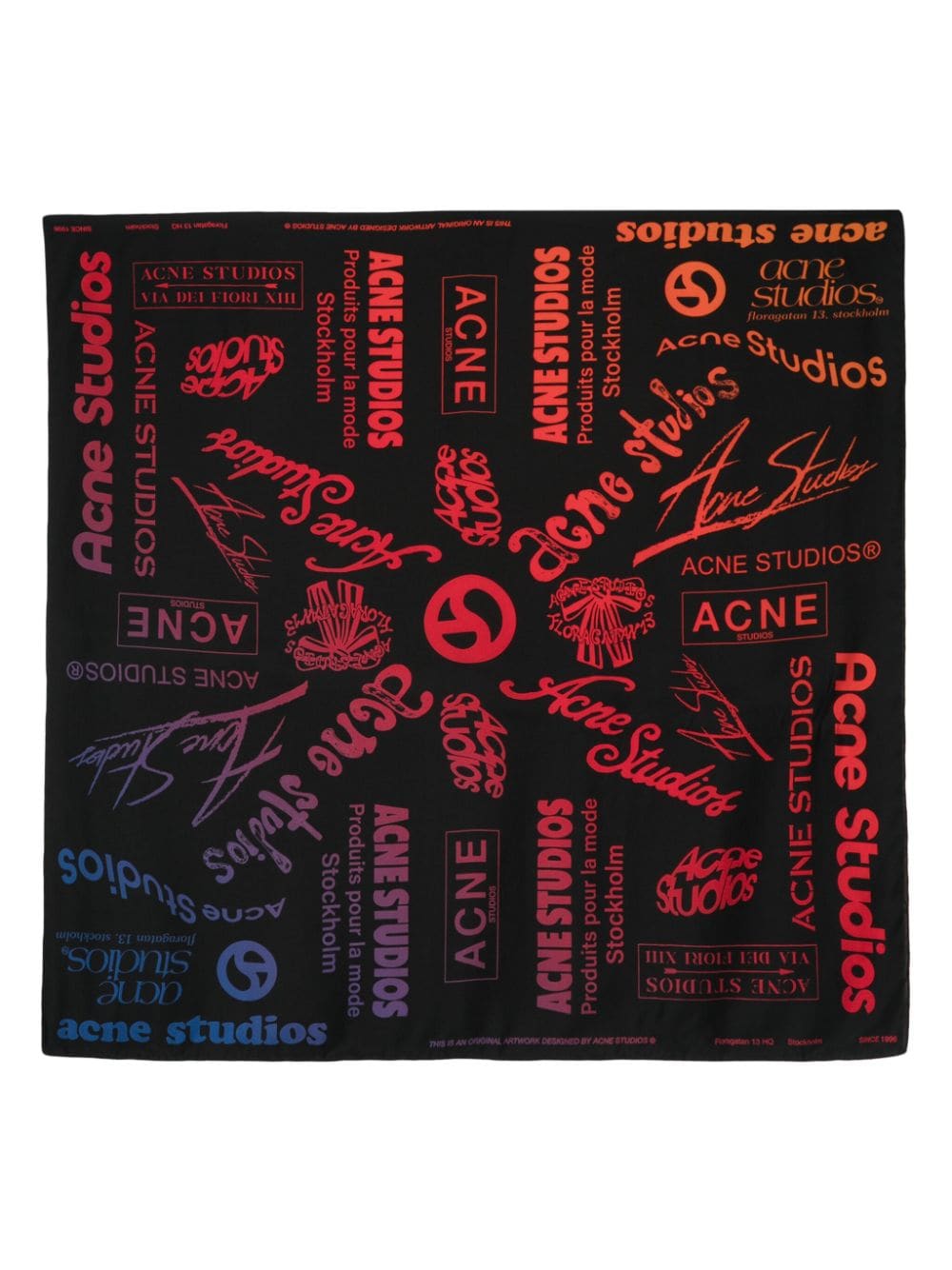 Acne Studios Seidenschal mit Logo-Print - Schwarz von Acne Studios