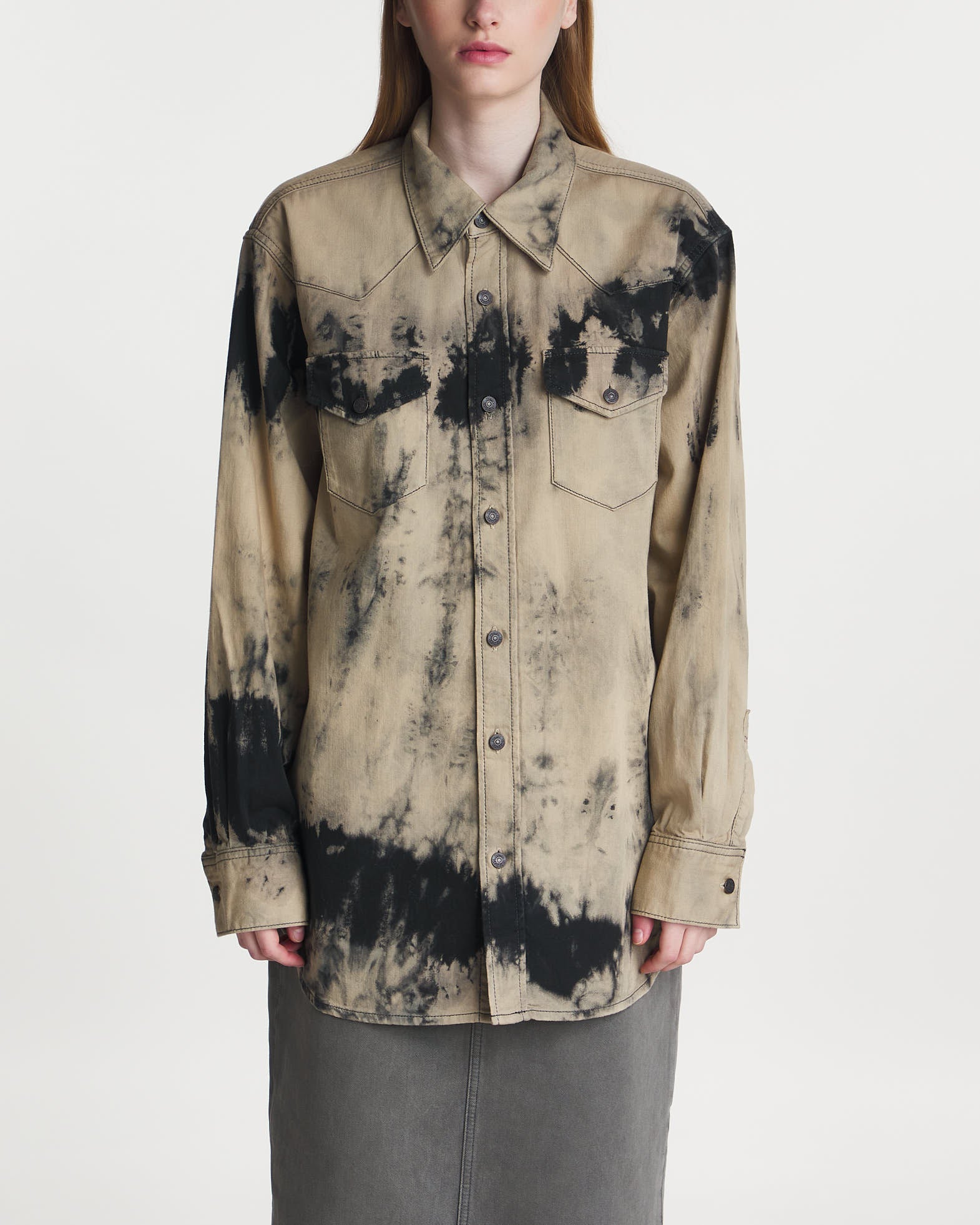 Acne Studios Shirt Denim Relaxed Tie Dye Svart/beige von Acne Studios