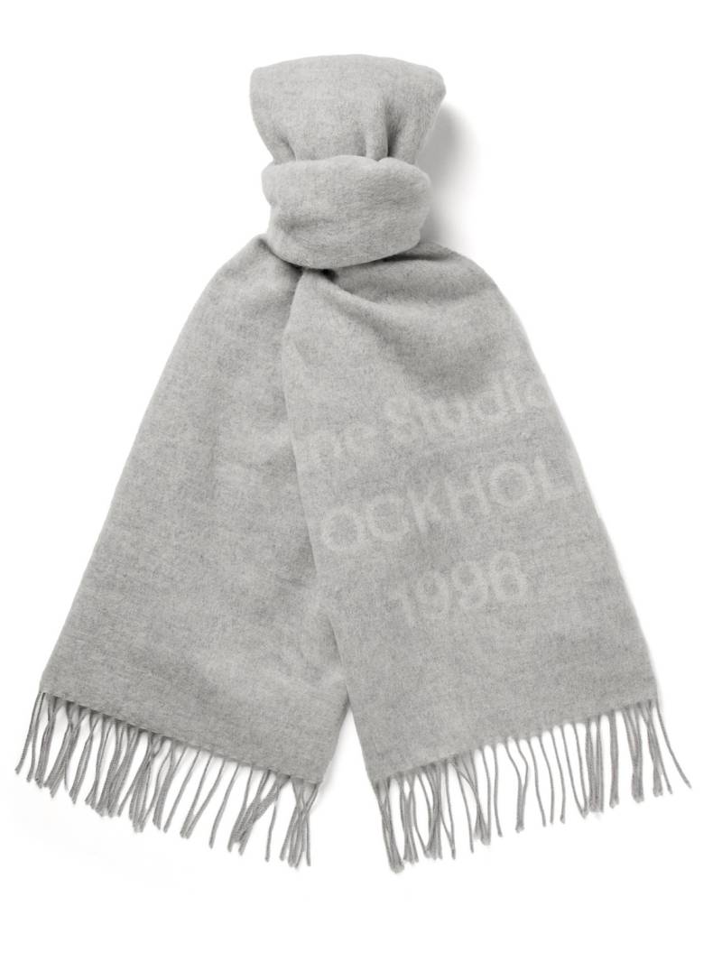 Acne Studios - Venus 1996 Logo-Print Fringed Wool Scarf - Men - Gray von Acne Studios