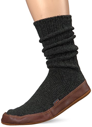 Acorn Unisex Slipper Sock, Charcoal Ragg Wool, Large von Acorn