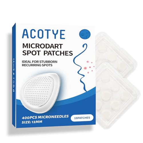 ACOTYE Microdart Anti Pickel Patch – Microneedle Akne Patches mit Salicylsäure & Teebaumöl, Hydrocolloid Patches gegen große Pickel im Gesicht, Kinn oder Rücken (18 Stück) (L, stück, 18) von Acotye