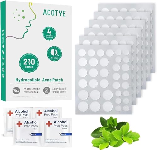 ACOTYE Anti Pickel Patch Hydrocolloid Acne Pimple Patches mit Teebaumöl, Salicylsäure und Niacinamide, Tag-und Nacht, vier Größen 8 mm, 10 mm, 12 mm, 14 mm von Acotye