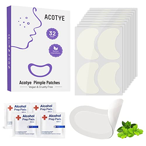 ACOTYE Pimple Patches 32 Stück Powerful Großes Pickel Patch mit Teebaumöl, Salicylsäure und Niacinamid, Schnelle Heilung für Große Zit Breakouts an Kinn, Wangen, Rücken von Acotye