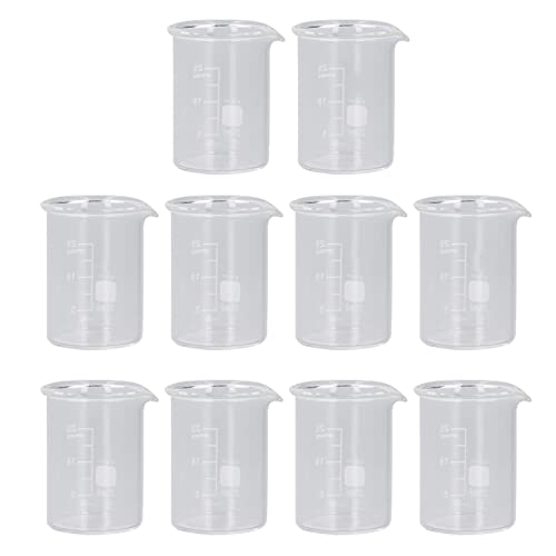 10pcs Glas Becher -Set -Experiment Messbecher mit Skala -Lehrausrüstung 25 Ml Kapazität 10pcs in 1 Set: Inklusive Glas Beakexperiment Becher25ml Messung der Cupglass -Messung von Acouto