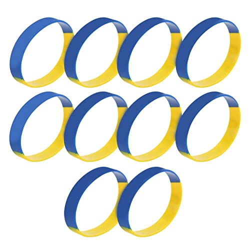 10pcs Ukrainische Gummi -Armbänder Ukraine Armband für Sportfan -Unterstützer Männer Frauen Gummi Material: Die Ukraine Braceletsukraine Brazeletsukrainische Gummi -Gummi von Acouto