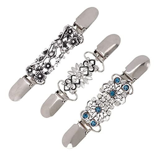 3pcs Hollow Shining Blumen -Strickjacke Clip -Kragen Clip für Frauen Pullover Bluse Schal aus Hochwertiger Allo -Strickjagd Clip Brosche Bluse Clip Schlick von Acouto