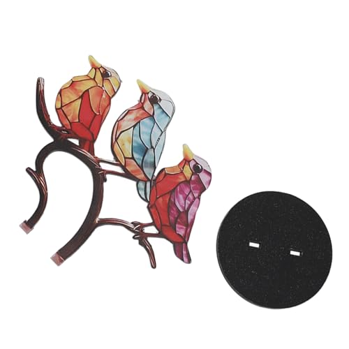 Acouto Flache Vögel auf Ast, Statue mit lebendigen Farben, perfekte Dekoration für Schreibtisch oder Büro, ideale Vogelliebhaber, 2 Teile enthalten (3 Vögel in die gleiche Richtung) von Acouto