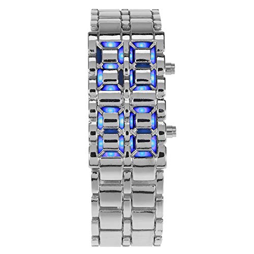 Acouto LED -LED -Stahlarmbandbeleuchtung (Silbergürtel Blaues Licht) von Acouto