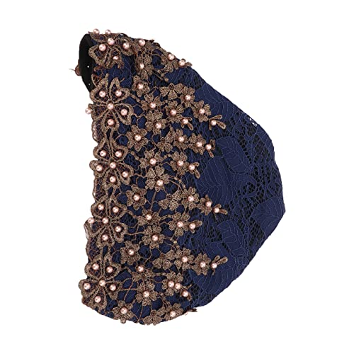 Acouto Turban Head Wraps Headscarf Vorgebundenes Weiches Spitze Fleece Haarabdeckung für Frauen mit Sicherem Anfall kein Schlupf für Haarausfall Muslimischer Schal Alle (Navy blau) von Acouto