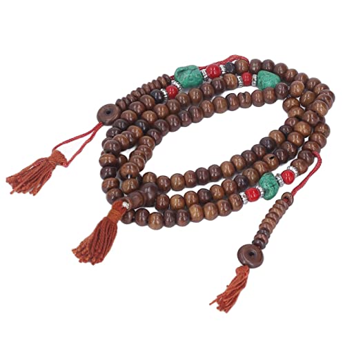 Acouto Yak-Knochen-Armband, tragbare Rosenkranz-Halskette im Ethno-Stil, mit 108 Perlen für den täglichen Gebrauch, ein Gebet oder zum Aufhängen am Rückspiegel des Autos von Acouto