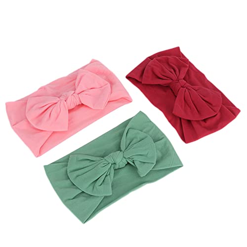 Baby Haarschmuck Baby Neugeborenes S¨¹?e Weiche Mode Buntes Hairband Baby Nylon Hüte Bowknot Dekoration 3 Stück/Set (Bordeaux + Grün + Rosa) von Acouto