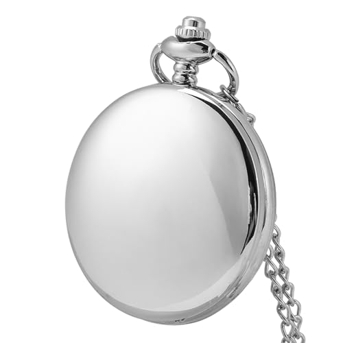 Klassischer Quarz Analog Glatte Taschenuhr Halskette Anhänger mit Ketten Silberlegierung Kette und Hülle Taschenuhr Quarz Taschenuhr Klassische Taschenuhr Analog Taschenuhr Uhr von Acouto