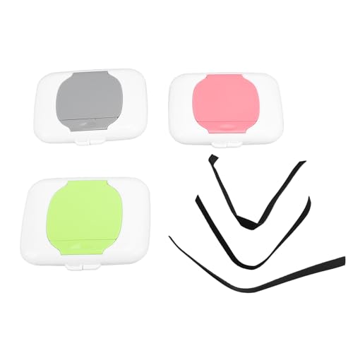 Nachfüllbarer Feuchttücher-Halter mit leicht zugänglicher Abdeckung für Kinderwagen und Babytaschen, 3er-Pack Reisetücher-Behälter aus hervorragendem PP-Material von Acouto