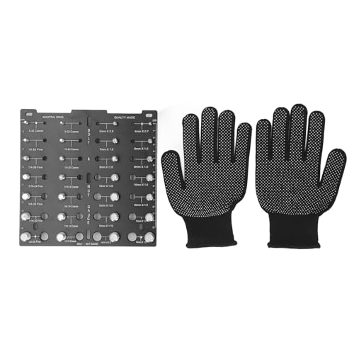 Schraubenmutter-Gewindeprüfer, 28 Größen, Metrisches Amerikanisches Standardlineal für Muttern und Schrauben, Aluminiumlegierung mit SUS304-Stiften, Arbeitshandschuhe Im von Acouto