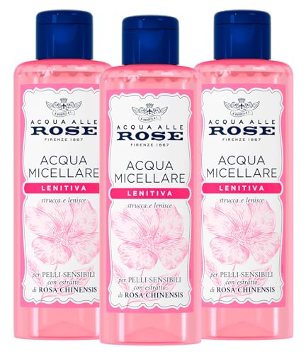 3 x Acqua alle Rose Mizellenwasser beruhigender Make-up-Entferner für Gesicht Augen und Lippen ohne Alkohol und Parabene für empfindliche Haut – 3 Flaschen mit je 200 ml von Acqua alle Rose