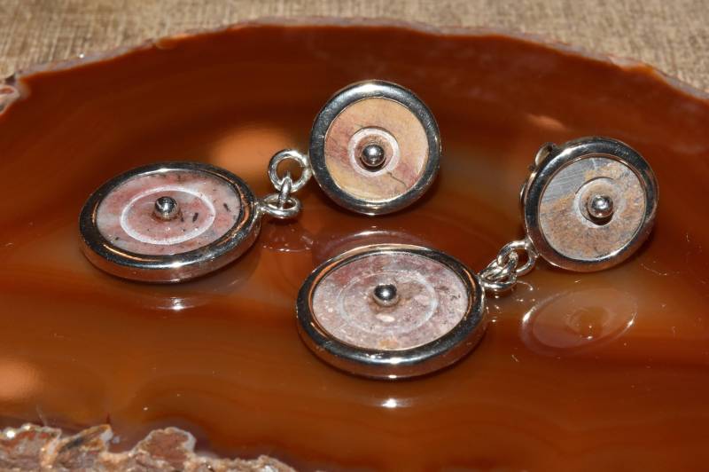 Sterling Silber Achat Kreis Tropfen Ohrringe Moderne Stein Handwerker Gemacht von AcquiredAntiqueCo