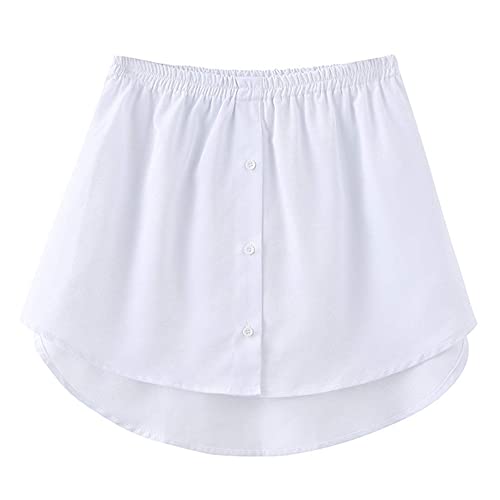 Acramy Damen Mini Unterrock Lower Skirt Sweep Hemd Verlängerung Rock mit Knöpfen (M, Weiß) von Acramy