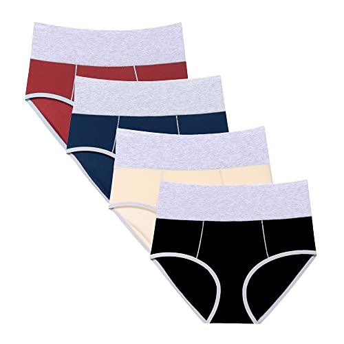 Acramy Damen Panties Hipster High Waist Baumwolle Unterhosen Atmungsaktive Unterwäsche 4er Pack (M, Mehrfarbig B) von Acramy