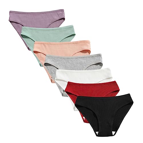 Acramy Damen Slips Mehrpack Baumwolle Hipster Atmungsaktive Unterwäsche Panty 7er Pack （Mehrfarbig 1, M） von Acramy