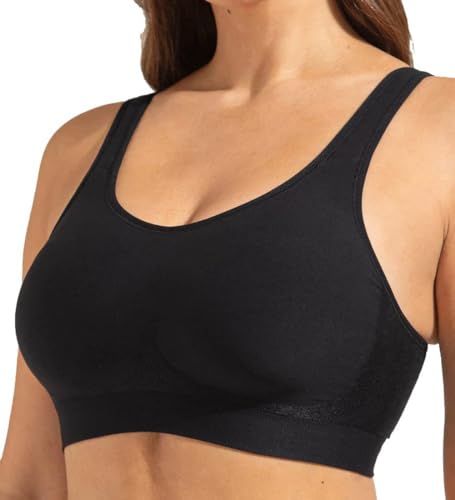 Acramy Damen Soft Bralette Ohne Bügel Gepolstert Bustier Wohlfühl BH (3XL, Schwarz) von Acramy