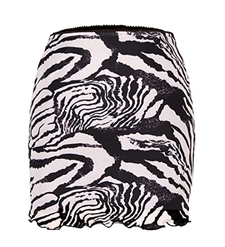 Acramy Damen Sommer Mini Rock Kurz Bunt Bleistiftrock Hohe Haille Rock (L, Zebra Weiß) von Acramy