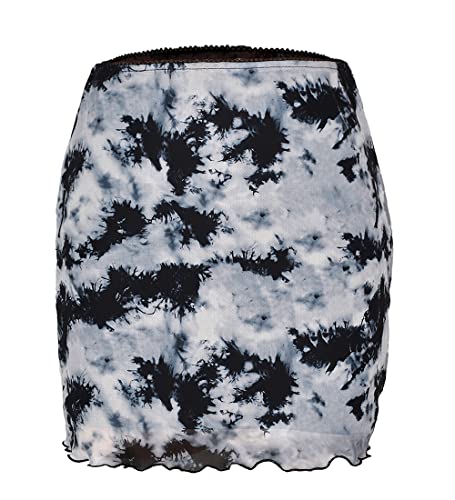 Acramy Damen Sommer Mini Rock Kurz Bunt Bleistiftrock Hohe Haille Rock (M, Schwarz) von Acramy