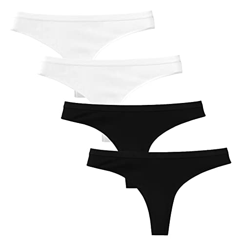 Acramy Damen Tanga String Baumwolle Unterhosen Bequeme Unterwäsche 4er Pack (S, Mehrfarbig 3) von Acramy