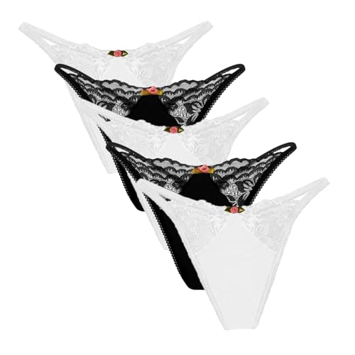 Acramy Damen Tanga Unterhosen Spitze String Set 5er Pack (L, B-Mehrfarbig 1) von Acramy