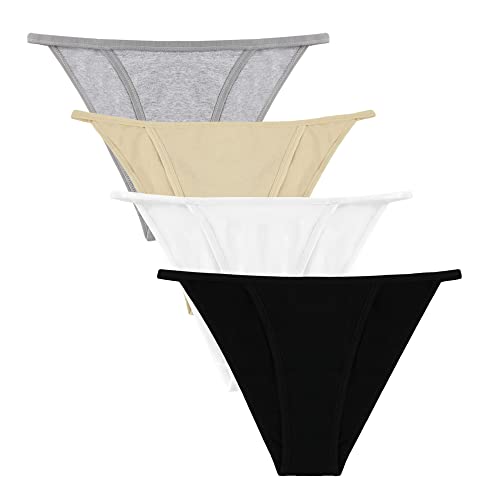 Acramy Damen Unterhosen Baumwolle Atmungsaktive Unterwäsche Slips Hipster Tanga 4er Pack (L, Gruppe A) von Acramy