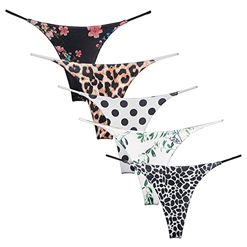 Acramy Damen Unterhosen Baumwolle String Unterwäsche Thong Tanga, 5er Pack (XS, Gruppe E) von Acramy