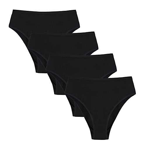 Acramy Damen Unterwäsche Baumwolle Slips Atmungsaktive Pantys Hipster 4er Pack (L, Schwarz) von Acramy