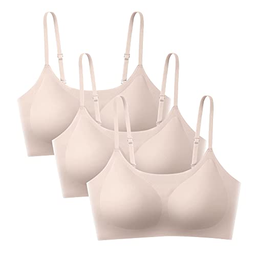 Acramy Damen Wohlfühl BH Ohne Bügel Gepolstert Bustier Top Soft Bra BH (XL, 3 x Hautfarbe) von Acramy