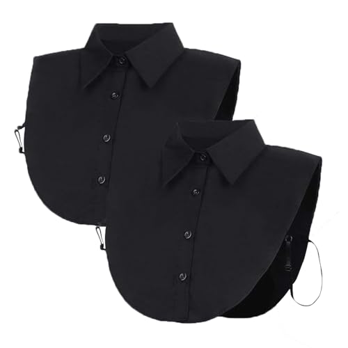 Acramy Krageneinsatz Damen Gefälschter Kragen Abnehmbarer Dickey Kragen Blusenkragen Einsatz Stehkragen (Schwarz+Schwarz von Acramy