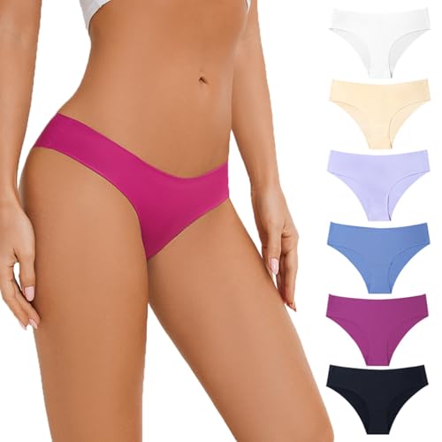 Acramy Unterhosen Damen Hipster Seamless Slips Atmungsaktive Nahtlose Unterwäsche 6er Pack (M, A-6er) von Acramy