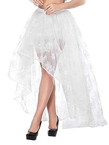 Acrawnni Damen Tüll Tutu Lange Röcke Hochzeit Party Cocktail Abschlussball Bandage Mesh Maxikleid Overlay Lange Braut, Y-weiß, 40 von Acrawnni