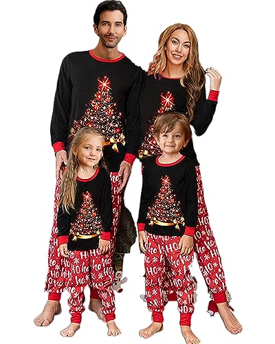 Acrawnni Weihnachts-Pyjama Für Die Familie, Passende Weihnachts-Pyjama-Sets, Weihnachts-Nachtwäsche-Set, Passende Pyjamas Für Die Familie (Kinder, V-Christmas Tree, 5-6 Years) von Acrawnni