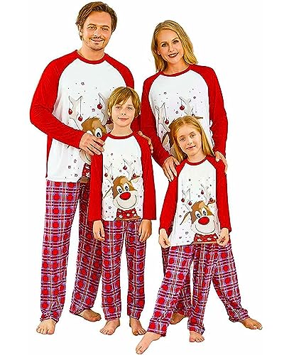 Acrawnni Weihnachts-Pyjama Für Die Familie, Passende Weihnachts-Pyjama-Sets, Weihnachts-Nachtwäsche-Set, Passende Pyjamas Für Die Familie (Mutter, A-Red Deer, XL) von Acrawnni