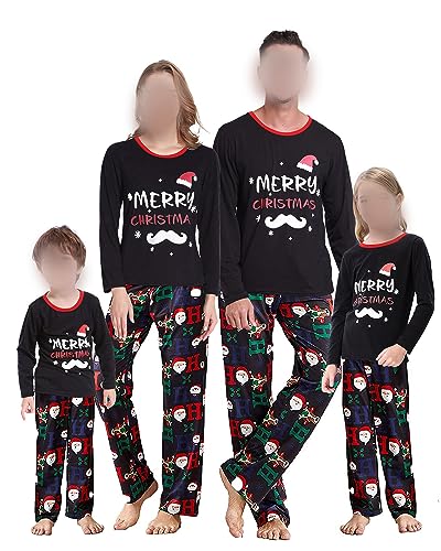 Acrawnni Weihnachts-Pyjama Für Die Familie, Passende Weihnachts-Pyjama-Sets Weihnachts-Nachtwäsche-Set, Passende Pyjamas Für Die Familie (Papa, F-Black, L) von Acrawnni