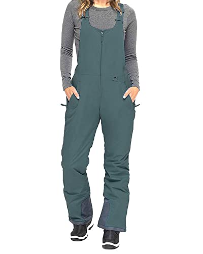 Isolierter Damen-Overall, ärmellos, winddicht, Reißverschluss vorne, Snowboardhose, Winteroverall mit Tasche, grau, 48 von Acrawnni