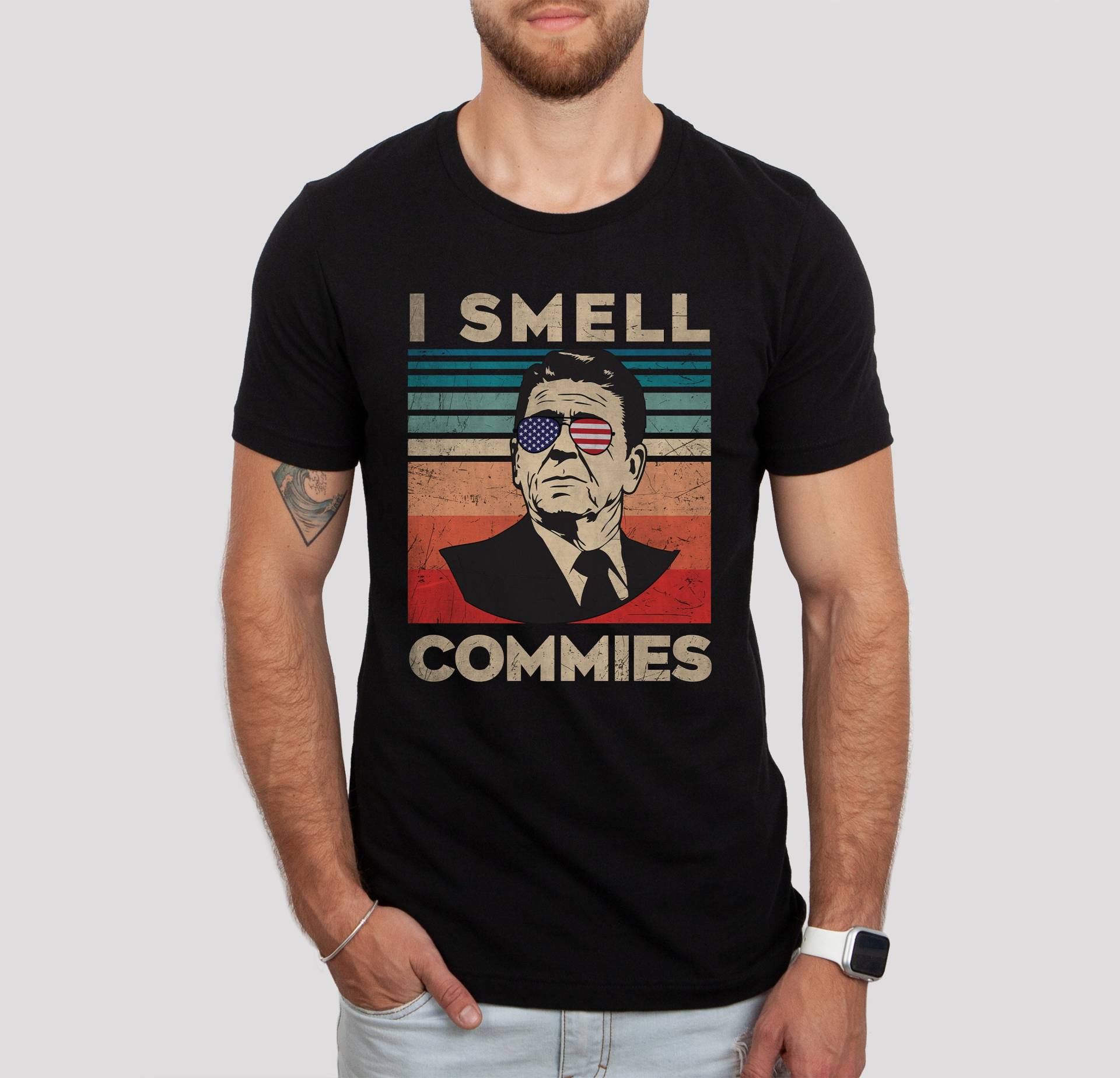 Retro Reagan Präsident I Smell Commies Vintage Distressed Antikommunismus Kurzärmeliges Unisex-T-Shirt Retro Reagan Präsident I Smell Commies Vintage Distressed Antikommunismus Kurzärmeliges Unisex-T-Shirt von AcroDesignStore