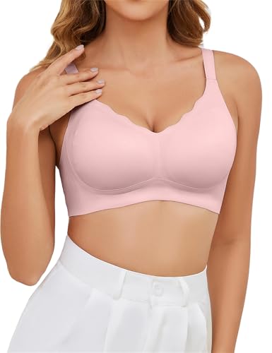 Actcat Bequemer BH für Damen ohne Bügel Mit Tiefem V-Ausschnitt Bra Komfort Und Weichheit Push Up BH für Damen große Größen,Pink,L Actcat Bequemer BH für Damen ohne Bügel Mit Tiefem V-Ausschnitt Bra Komfort Und Weichheit Push Up BH für Damen große Größen,Pink,L von Actcat
