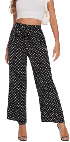 Actcat Damen Hose mit weitem Bein, leicht und elegant, elastischer Bund, Sommerhose mit Taschen, für legere Arbeit geeignet Stoffhose Damen Sommer Viskose Hose Damen Sommer leicht,Mintgrün,L von Actcat