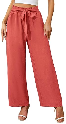 Actcat Damen Hose mit weitem Bein, leicht und elegant, elastischer Bund, Sommerhose mit Taschen, für legere Arbeit geeignet Strandhosen Damen leicht Stoffhose Damen,Orange Rot,XL Actcat Damen Hose mit weitem Bein, leicht und elegant, elastischer Bund, Sommerhose mit Taschen, für legere Arbeit geeignet Strandhosen Damen leicht Stoffhose Damen,Orange Rot,XL von Actcat