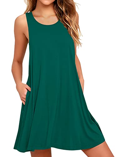 Actcat Frauen Sommer Casual Swing T Shirt Kleider Strand Cover up Lose Kleid, dunkelgrün, X-Large Actcat Frauen Sommer Casual Swing T Shirt Kleider Strand Cover up Lose Kleid, dunkelgrün, X-Large von Actcat