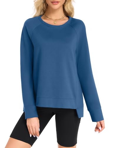 Actcat Oversized Sweatshirt Damen Langarmshirt Rundhals Blau Pullover Damen Herbst Casual Langarm Oberteile Tops Basic Shirt Langarm Navy Blue,XL von Actcat
