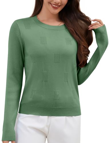 Actcat Pullover Damen Herbst Langarm Shirt Elegant Sweater Damen Casual Stricken Pulli Langarmshirt Gray Green，M von Actcat