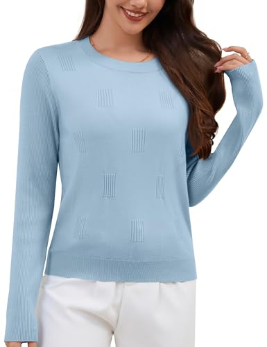 Actcat Pullover Damen Herbst Langarm Shirt Elegant Sweater Damen Casual Stricken Pulli Langarmshirt Hellblau，L von Actcat